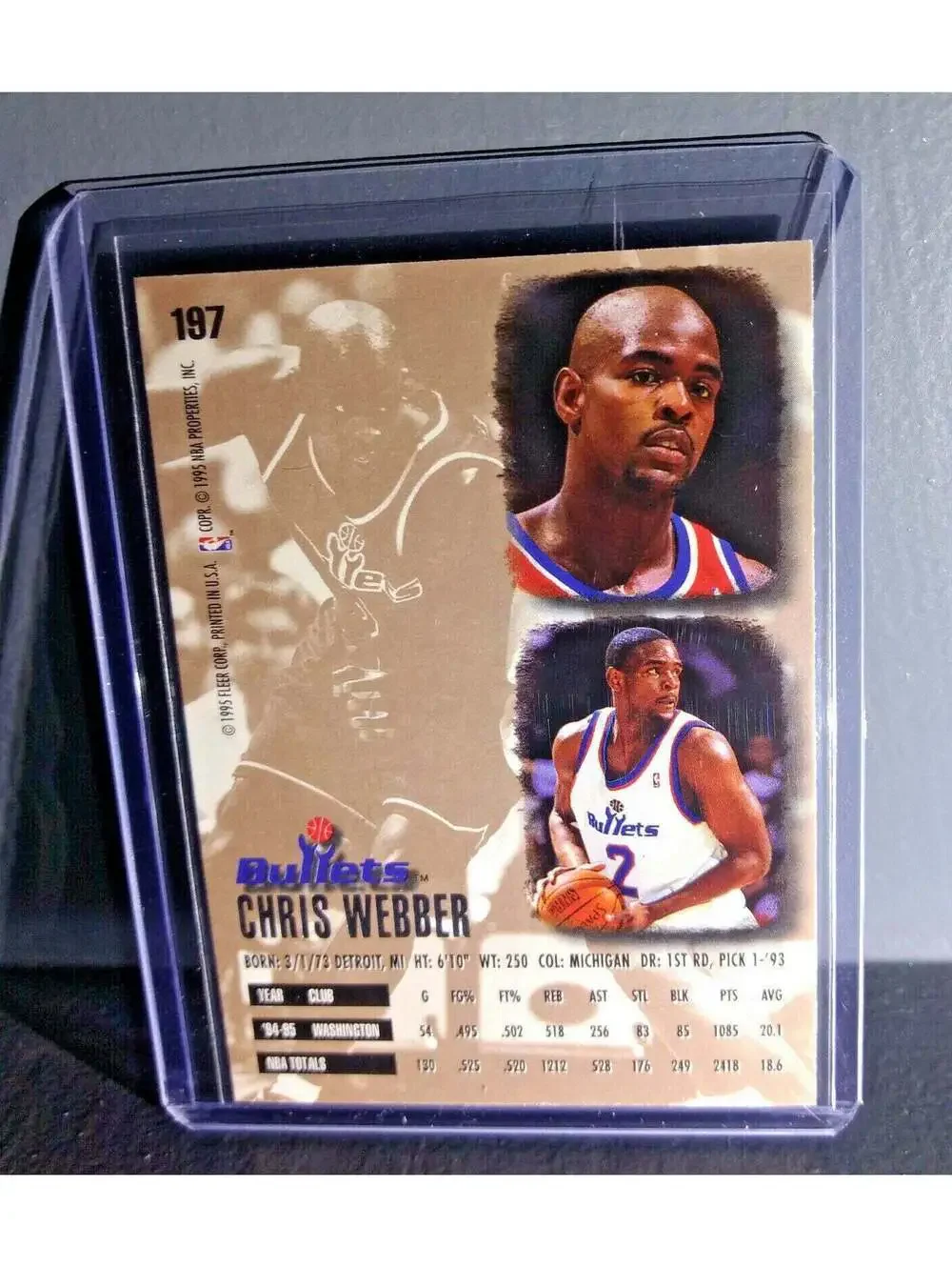 1995-96 Chris Webber Fleer Ultra #197 Basketball Card